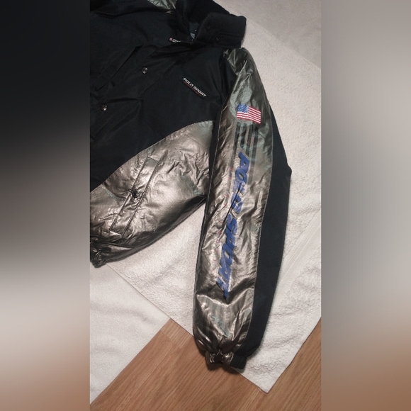 Rare Vintage POLO Ralph Lauren Polo Sport Black N Silver Down Puffer Jacket - Picture 6 of 16